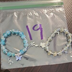 Butterfly Charm Bracelet Set - Blue and Silver